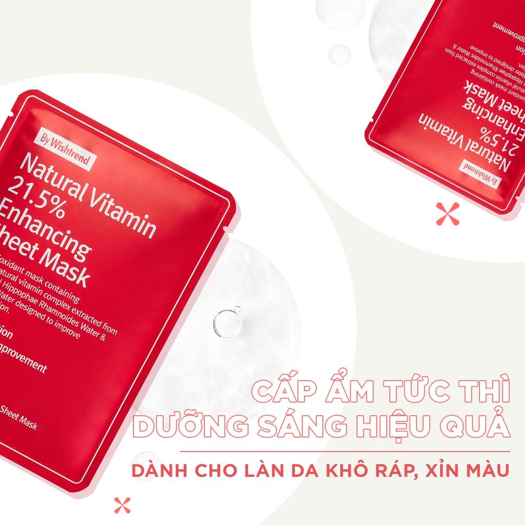 Combo 4 By Wishtrend Mặt Nạ Giấy Natural Vitamin 21.5% Enhancing Sheet Mask 23ml