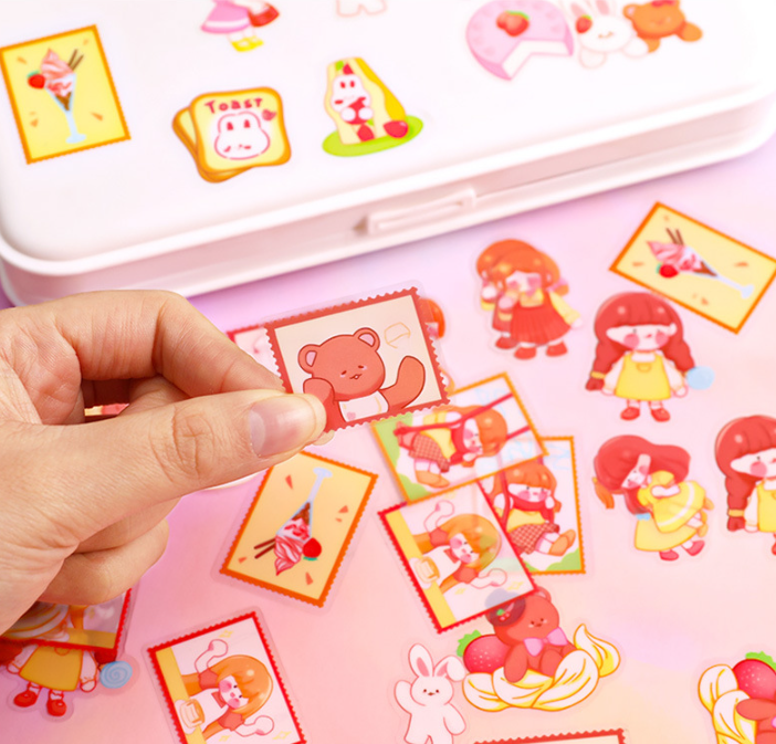 Sticker gói bé gái momo cắt sẵn 24 miếng