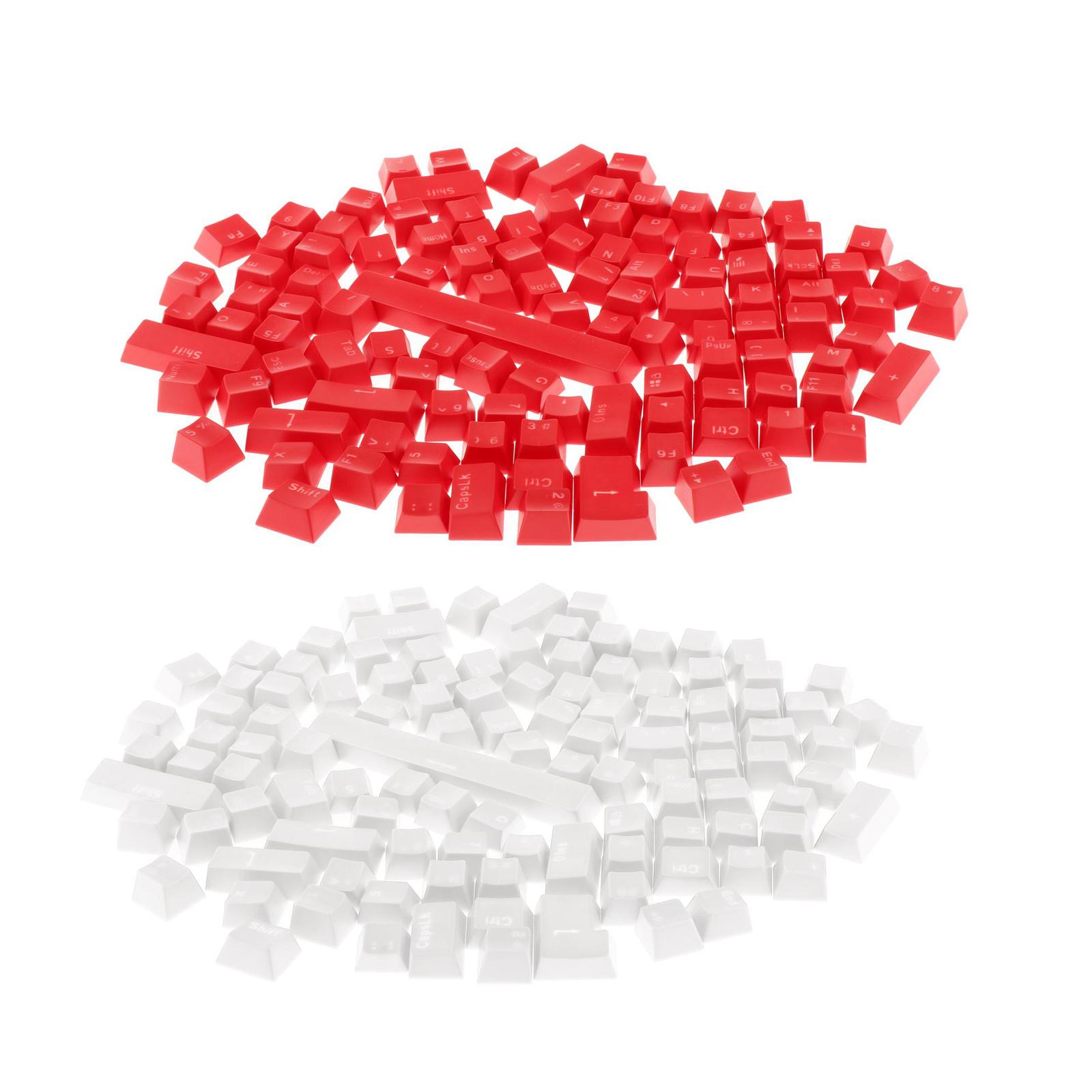 2 Pieces 108 Keys Translucent Keycaps for Mechanical Keyboard Red + White