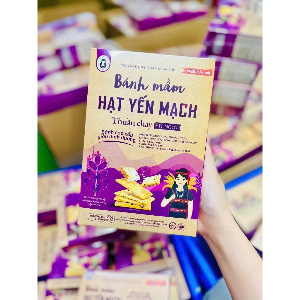 Combo 4 Hộp Bánh Mầm Hạt Yến Mạch Bh.Nong 150g - Ăn Chay, Ăn Vặt Healthy, Ăn Dặm, Bữa Sáng, Bữa Phụ