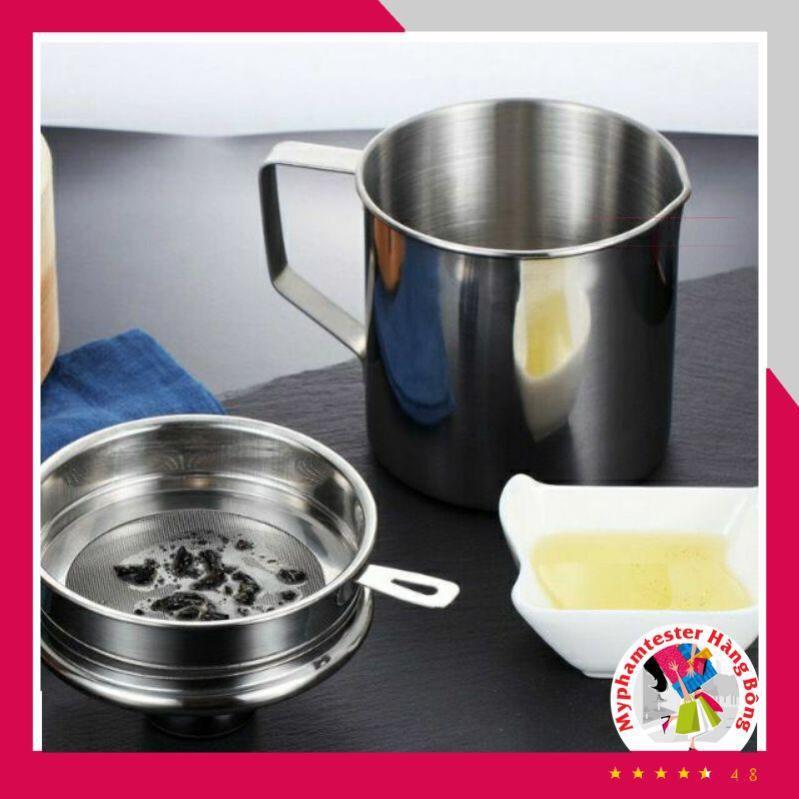 Ca lọc dầu ăn 1.5L INOX 304, lọc cặn dầu chiên
