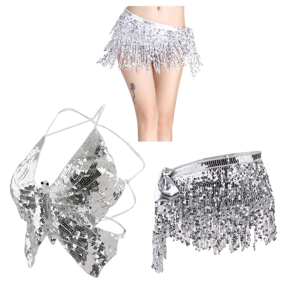 Ladies Fashion Belly Dance Costume Bra Top Hip Scarf Performance Dancewear