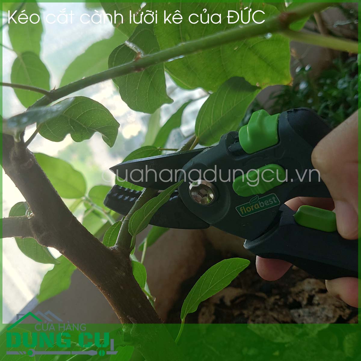 Kéo cắt cành đức có lưỡi kê chống trượt cắt cành lớn 10mm