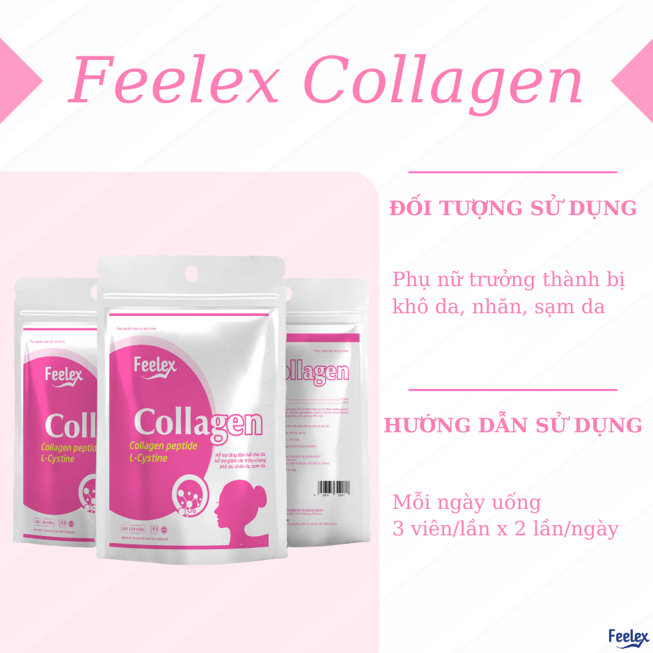 Viên uống Feelex Collagen giúp làm đẹp da, chống lão hóa gói 120 viên