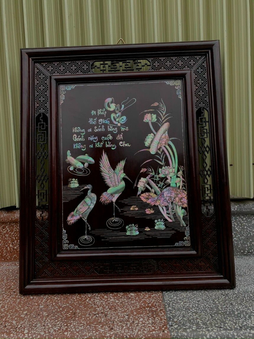 Tranh chữ cha mẹ khảm ốc đẹp 50x60cm