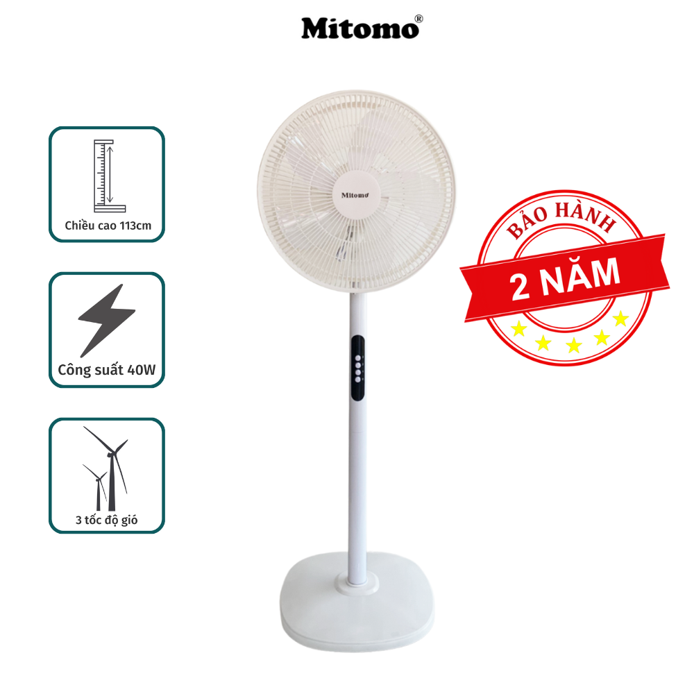 Quạt Đứng 5 Cánh Mitomo FCE-40 hàng chính hãng, Điều Khiển Từ Xa, Hẹn Giờ, Tiếng Ồn Thấp
