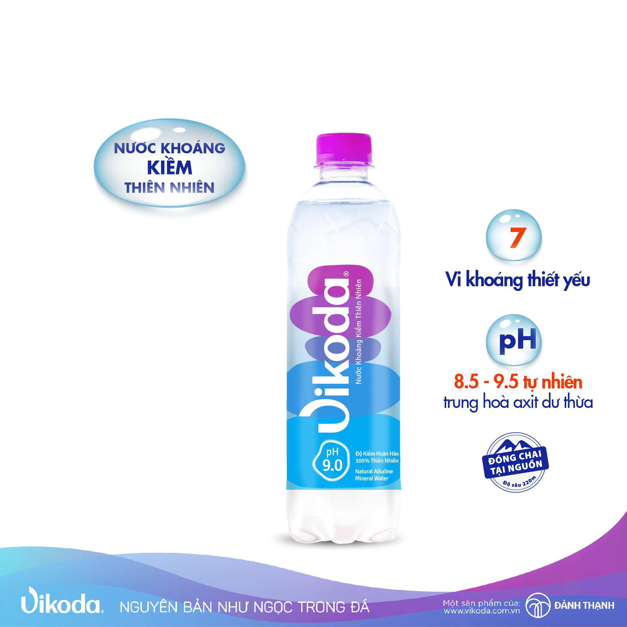 Lốc 6 chai Nước Khoáng Kiềm Thiên Nhiên Vikoda 500ml
