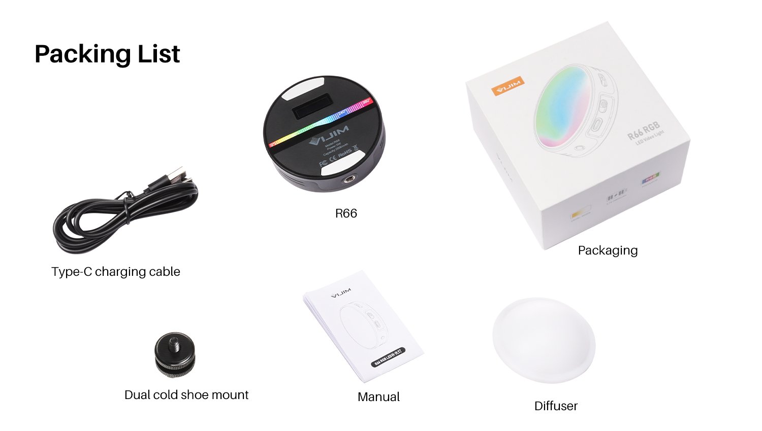 ULANZI R66 RGB - HÀNG CHÍNH HÃNG - Đèn LED đổi màu RGB | 20 hiệu ứng đặc biệt | Pin 2000mAh