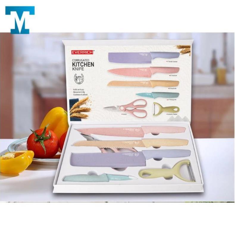 Bộ dao cắt nhà bếp Kitchen 6 món, nhiều màu sắc bắt mắt, thiết kế hiện đại