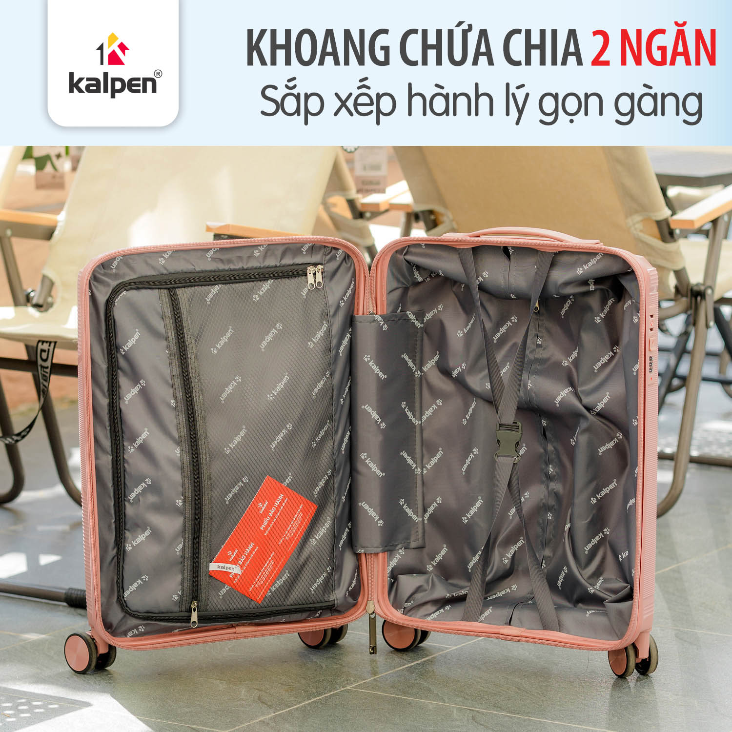 Vali kéo du lịch xách tay có khóa số Kalpen Travel Zone 20 inch G30 bánh xe xoay 360 độ chuẩn Đức