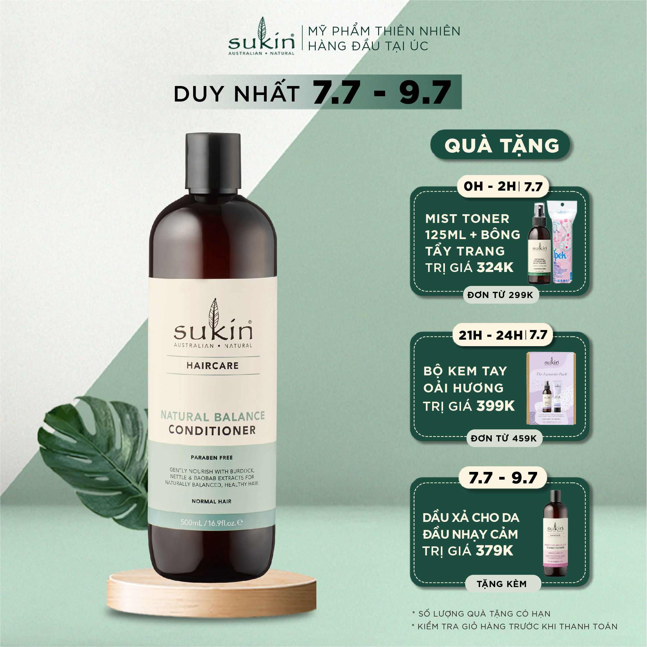 Dầu xả cân bằng chiết xuất từ thiên nhiên Sukin Natural Balance Conditioner 500ml