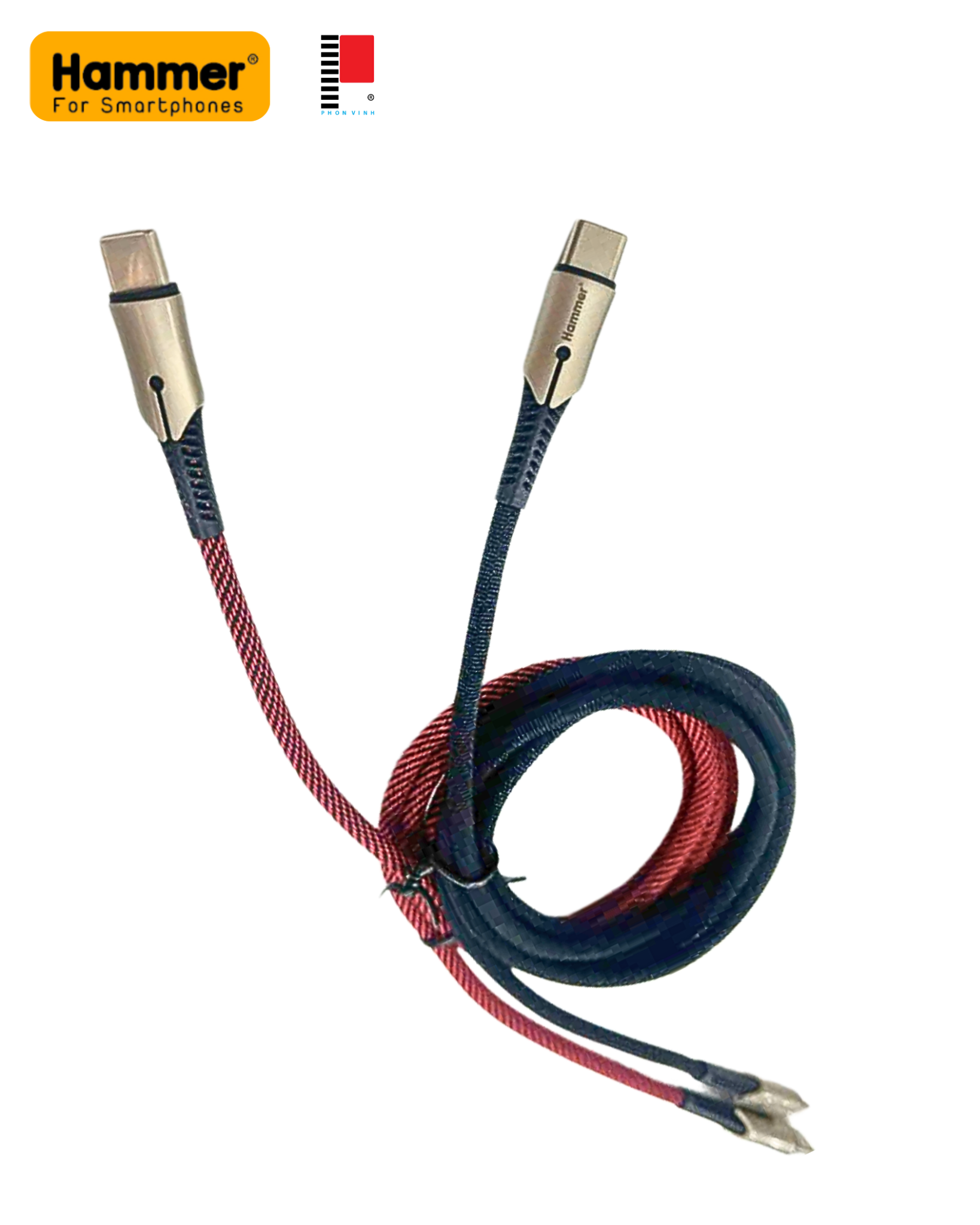Dây sạc nhanh Ham.mer PD20W ( C15) chân cắm Type C ra Type C, dây dù chống rối, Hàng chính hãng bảo hành 1 năm