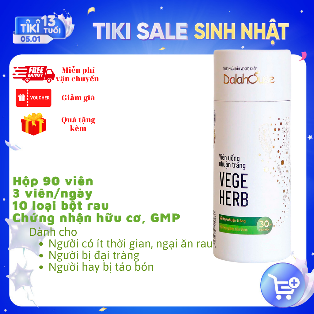 Viên Uống rau củ Dalahouse - Viên rau Nhuận Tràng bảo vệ đường ruột - Thực phẩm chức năng từ rau xanh cho bạn giúp hỗ trợ tình trạng táo bón, đại tràng, trĩ và người có nguy cơ táo bón