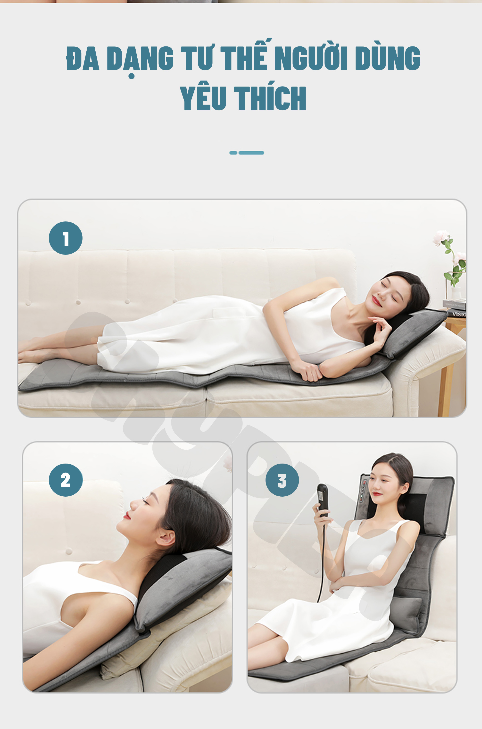 Đệm Massage Toàn Thân Hồng Ngoại - Chất Liệu Vải Nhung Cao Cấp - Thoáng Mát, Dễ Vệ Sinh - Đệm Mát Xa Cổ, Vai Gáy - Phiên Bản 2021 Có 20 Bi Massage