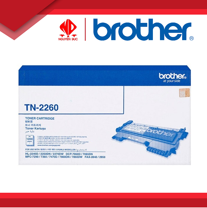 Mực In Laser Brother TN-2260 Sử Dụng Cho Các Dòng Máy Brother HL-2240D, 2250DN, 2270DW, DCP-7060D, MFC-7360, MFC-7470D, MFC-7860DW, FAX-2840, 2950 - Hàng Chính Hãng