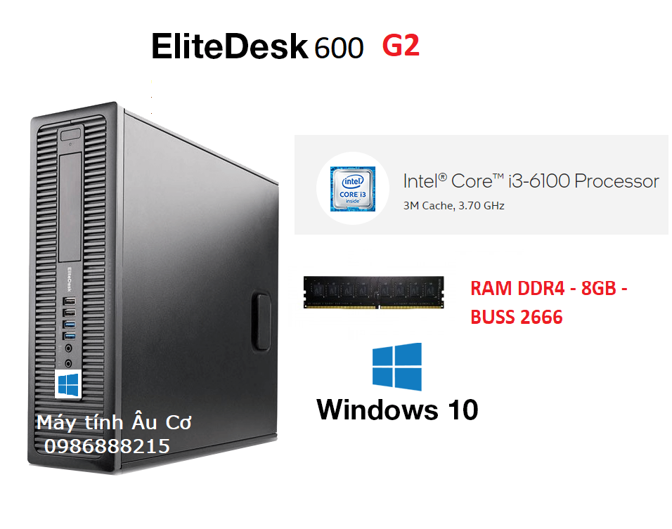 Máy tính đồng bộ Elite 600g2 ( Intel Core i3-6100 Processor 3M Cache, 3.70 GHz / Ram DDR4 - 8GB / SSD 128GB) Chạy Siêu Nhanh - Dùng học tập - làm việc - HÀNG CHÍNH HÃNG