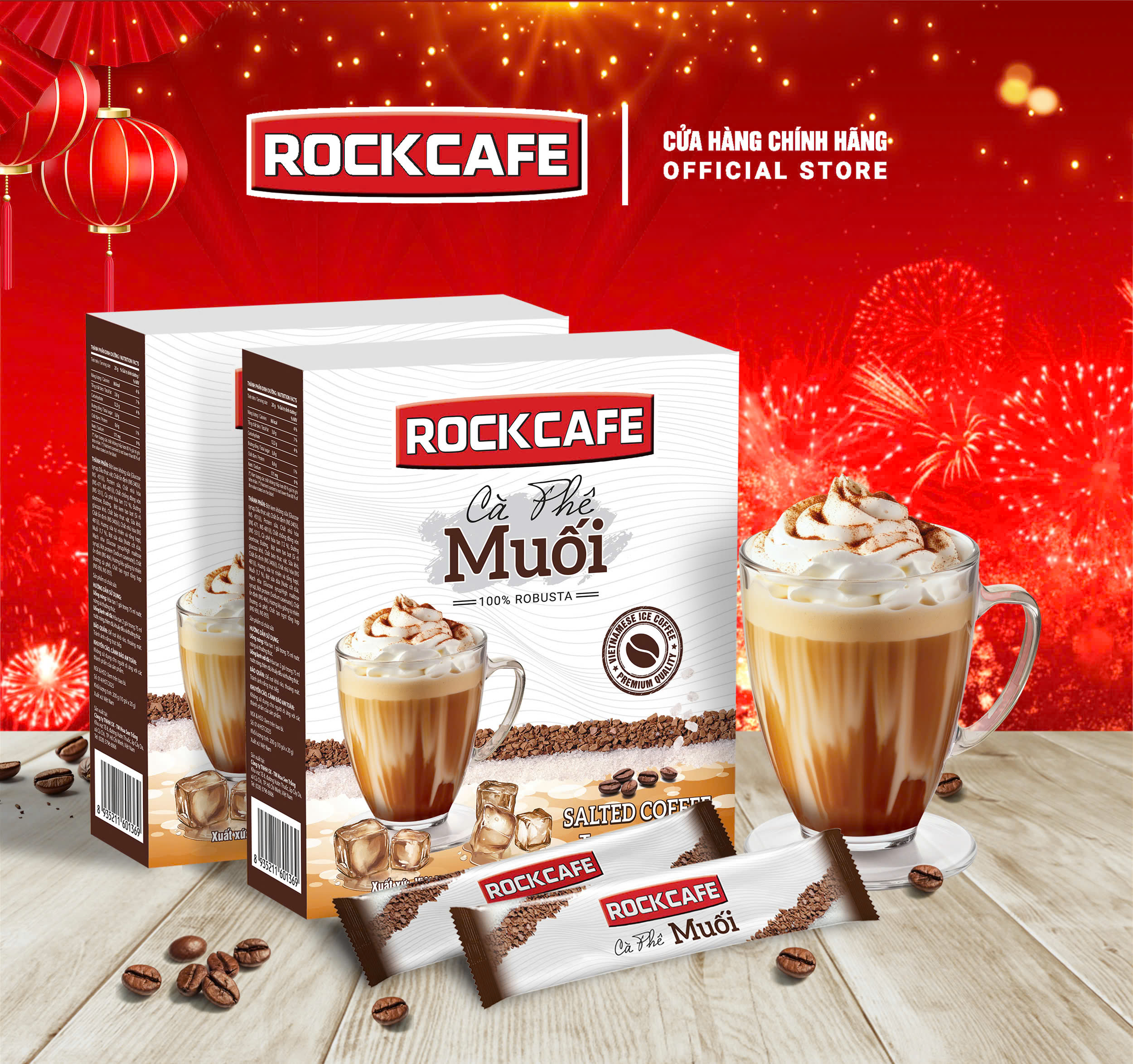 [MUA 2 TẶNG 1] Cà Phê Muối Hòa Tan - RockCafe - Cà Phê Muối Robusta - 10 gói.hộp