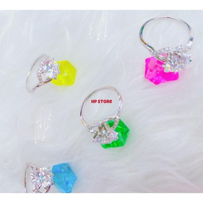 Nhẫn Nữ Đính Đá Hột To + Nhỏ Màu Bạc, Bền Màu, Hàng Đẹp Hàng Thiết Kế Mẫu Mới