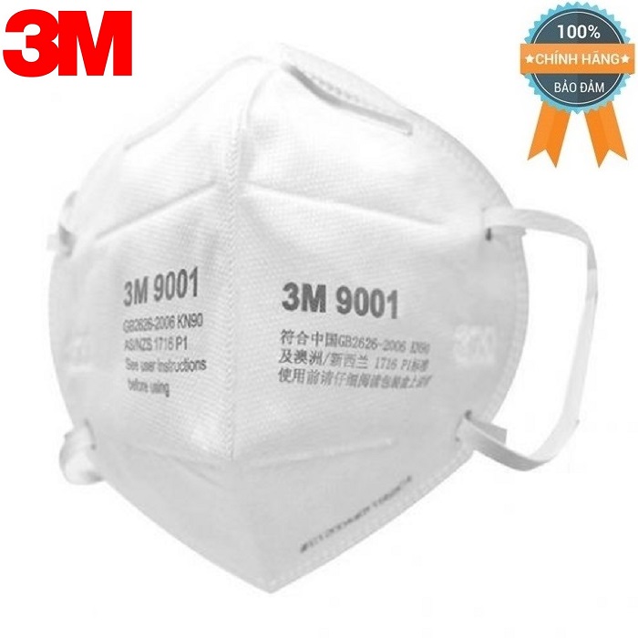 Hộp 50 chiếc khẩu trang 3M 9001 N90 lọc bụi mịn, kháng khuẩn tối ưu