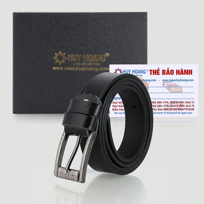 Dây nịt nam da bò Huy Hoàng bát gài màu đen HC4147