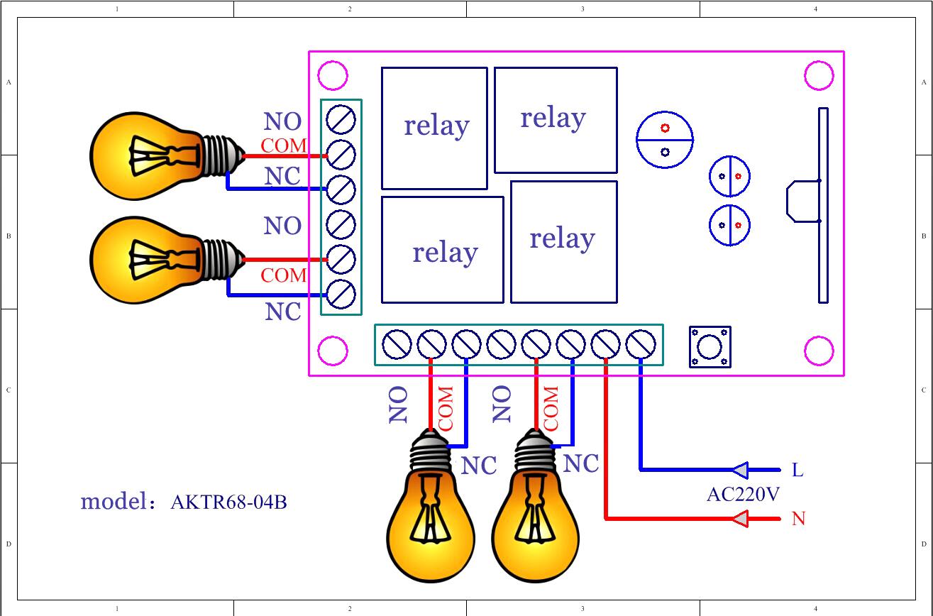 4CH / 4-Channel 433MHZ RF Wireless Remote Control  & Receiver 12V DC