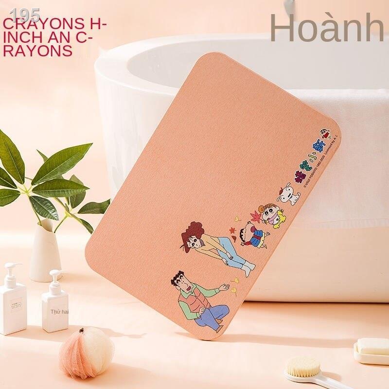 Crayon Shin-chan bùn tảo cát phòng tắm chống trượt điatomaceous đất tự nhiên miếng đệm chân thấm hút và nhanh khô b