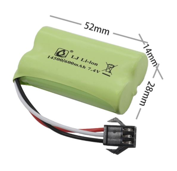 Pin sạc 14500 2s điện áp 7.4V dung lượng 600mAh jack cắm SM 3P