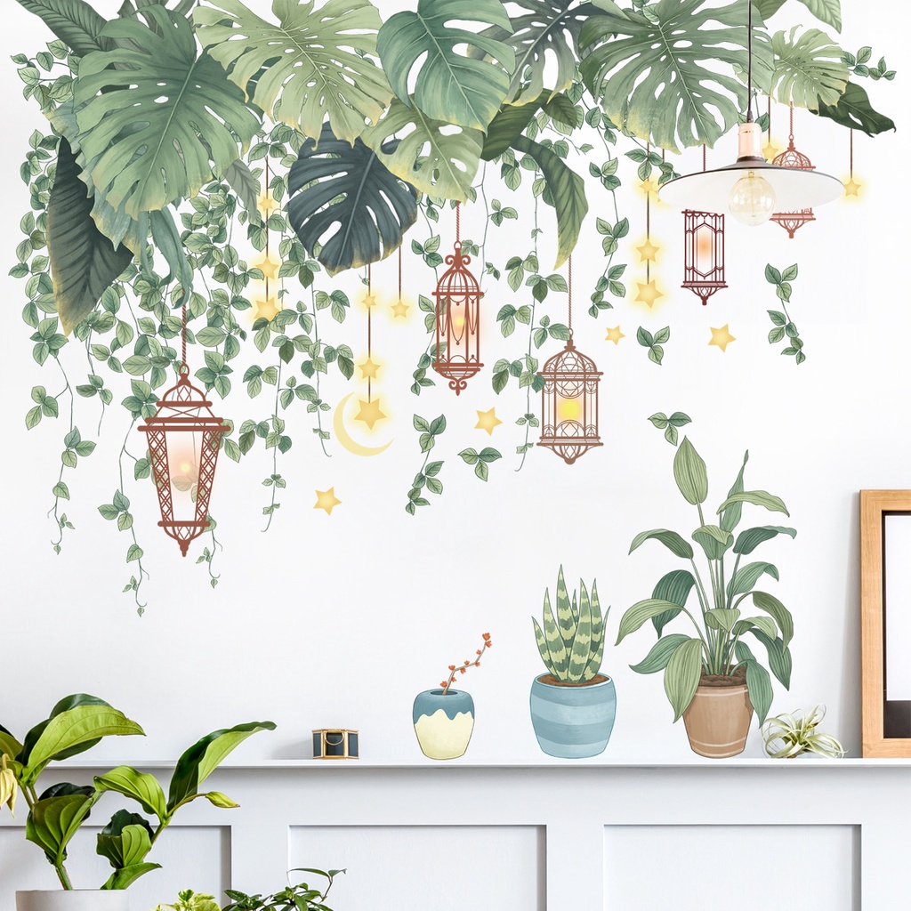 Sticker Giấy Dán Tường Decal Dán tường Tranh Dán Tường Trang Trí Tường Mẫu Hoa Lá ZH90