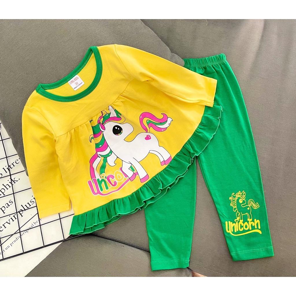 Bộ dài dáng xoè thun borip xuất xịn cho bé gái 8-22ký