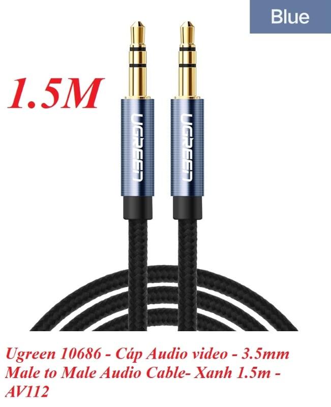 Ugreen UG10686AV112TK 1.5M màu Xanh Cáp âm thanh 2 đầu 3.5mm dương - HÀNG CHÍNH HÃNG