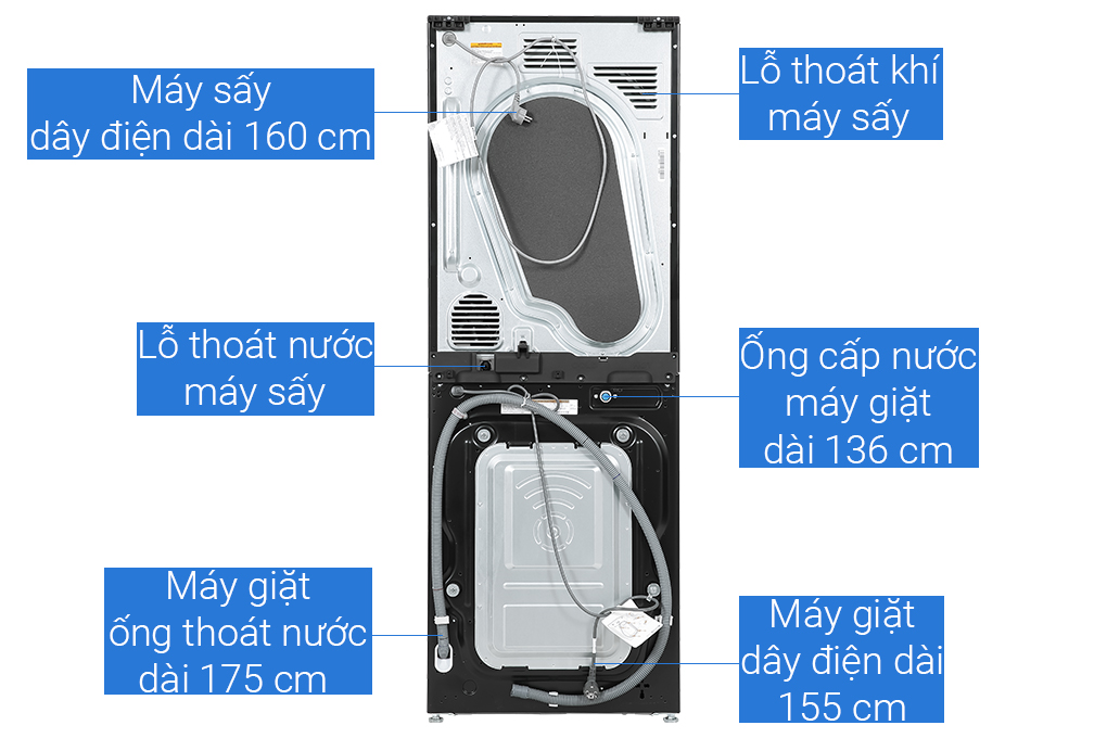 WT1410NHB - Tháp giặt sấy compact với bộ điều khiển trung tâm WT1410NHB - Hàng chính hãng (chỉ giao HCM)