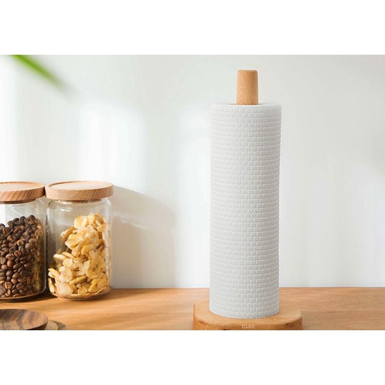 Kệ gỗ kèm Giấy Lau Đa Năng - Khăn Lau Bếp, Lau Tay 220 Tờ 1 Cuộn Có Thể Giặt Được