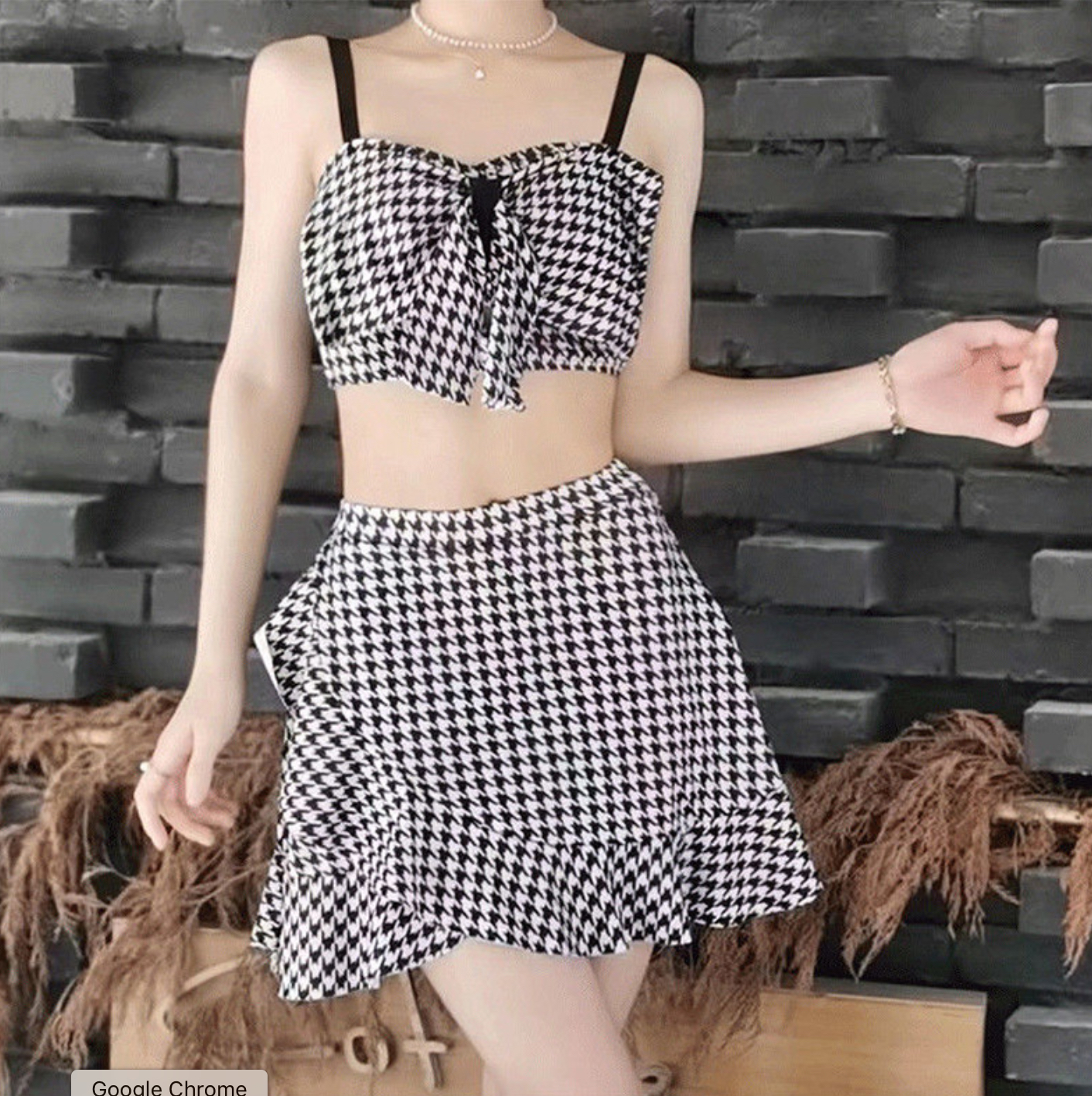 Bộ đồ bơi bikini nữ hai mảnh kín đáo đi tắm biển giấu bụng, tôn dáng hack chân dài kẻ caro - B.48