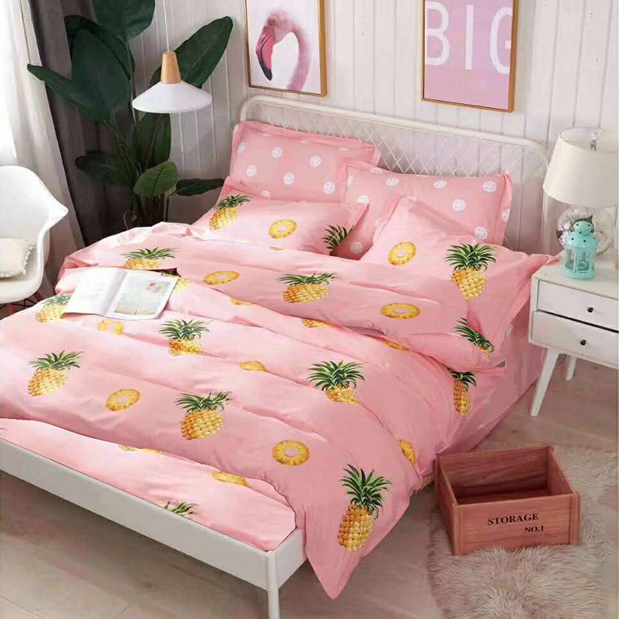 Bộ Drap Không Mền Thương Hiệu Yoona Korea- Pink Pineapple