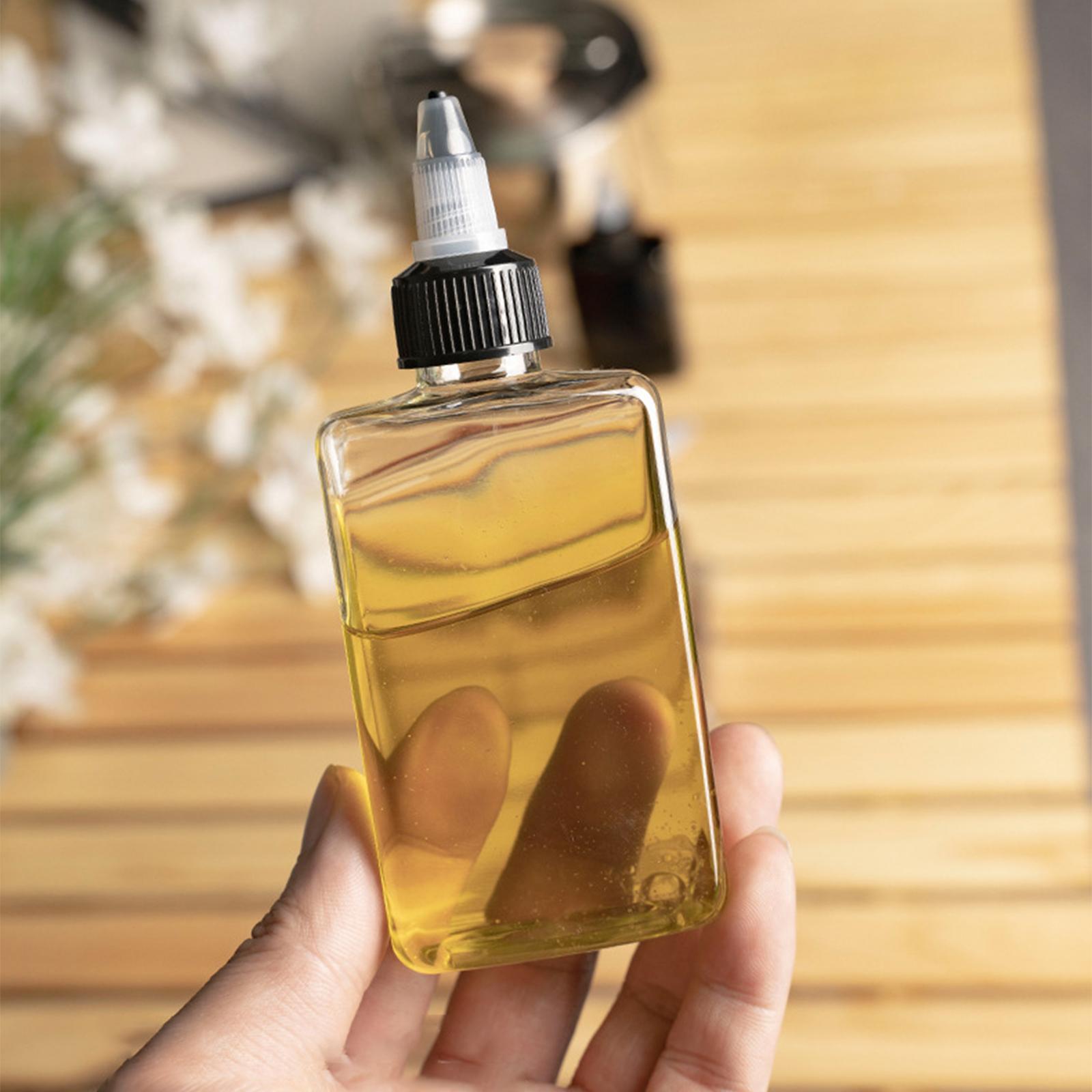 Oil and Vinegar Bottle Set 3 Pack 100ml Olive Oil Dispenser Bottles Liquid, Dressings Plastic Containers Leakproof Lids Non Drip Spout Easy Fill