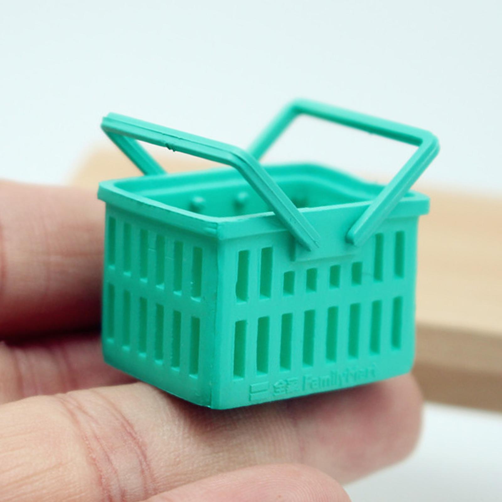 Dollhouse Miniature Shopping Baskets Mini Supermarket Basket Model for Green