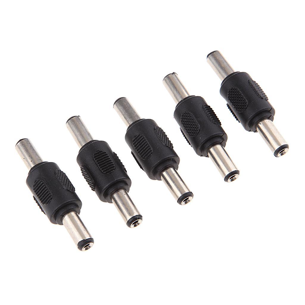 5 Pack DC Power Adapter 5.5x2.1mm Male to Male Plug Connector Converter
