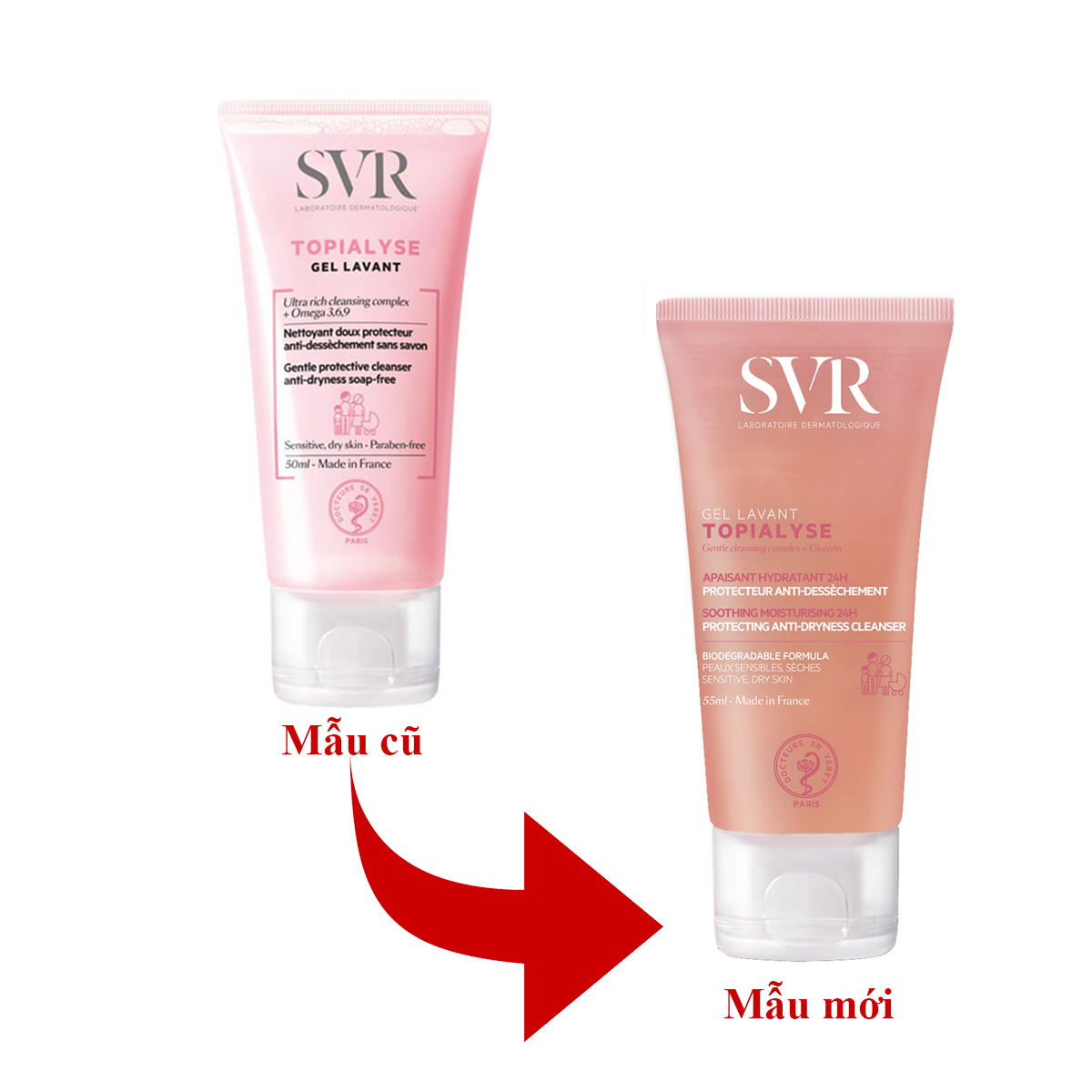 Gel rửa mặt cho da khô và da nhạy cảm không xà phòng SVR Topialyse Gel Lavant 55ml