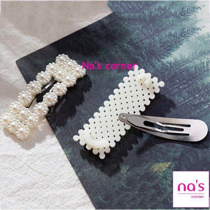 Kẹp tóc mái nhựa giả ngọc trai chữ Star Boss Kiss Sexy