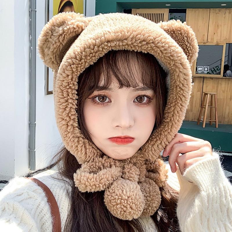 Mùa Đông Ấm Nón Plus Trang Nữ Nắp Họa Tiết Hoạt Hình Dễ Thương Tai Gấu Kawaii Áo Mũ Lưỡi Trai Sang Trọng Nón Dành Cho Trẻ Em Người Lớn Bé Gái quà Tặng Sinh Nhật