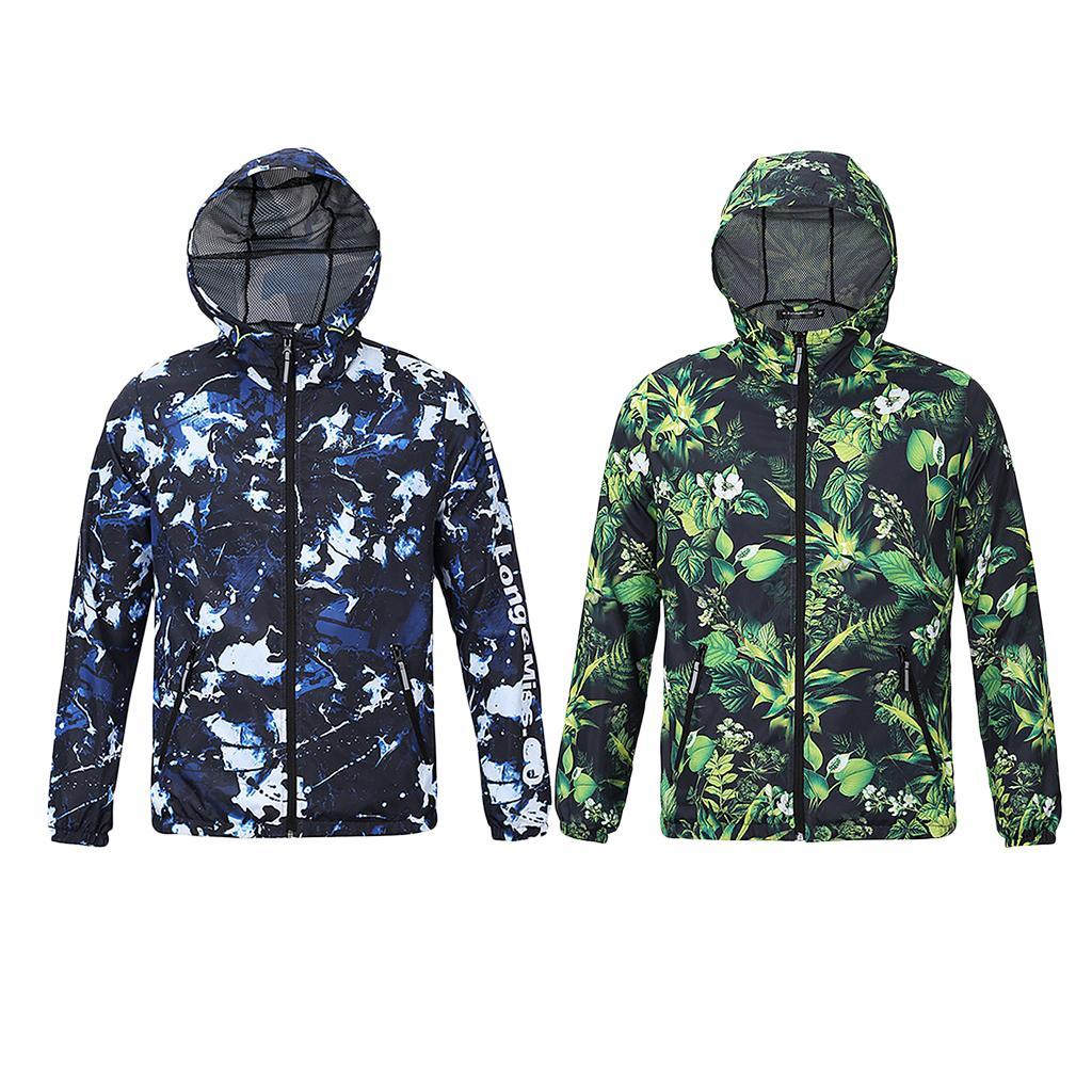 Men Women Summer Rain Sunproof Waterproof 3D Print Hooded Sports Jacket Outdoor Coat Fast Dry