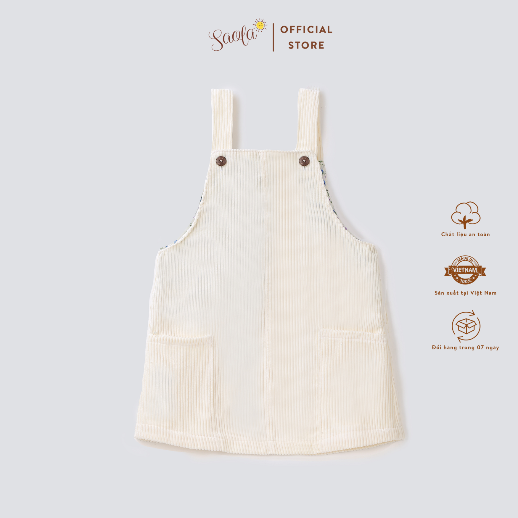 Váy Yếm Bé Gái Chất Liệu Vải Nhung Tăm Cao Cấp - CHLOE PINAFORE DRESS - SCD004 - SAOLA KIDS CLOTHING