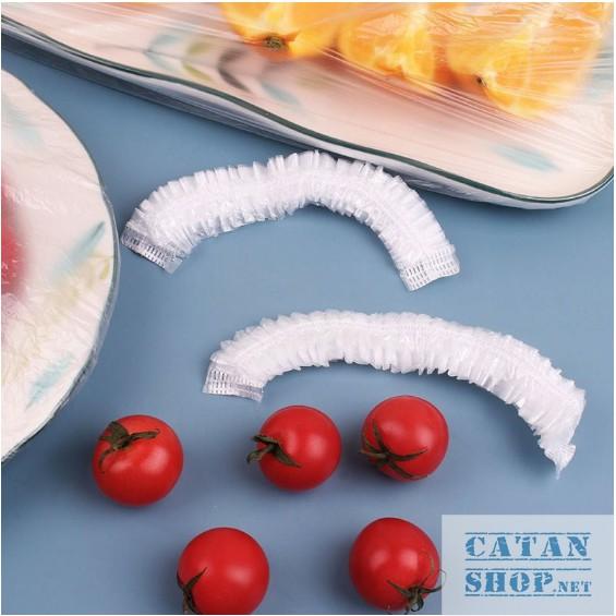 Set 100 màng bọc thực phẩm túi gấu Màng bọc thực phẩm PE có chun bọc đồ ăn co giãn tái sử dụng nhiều lần.