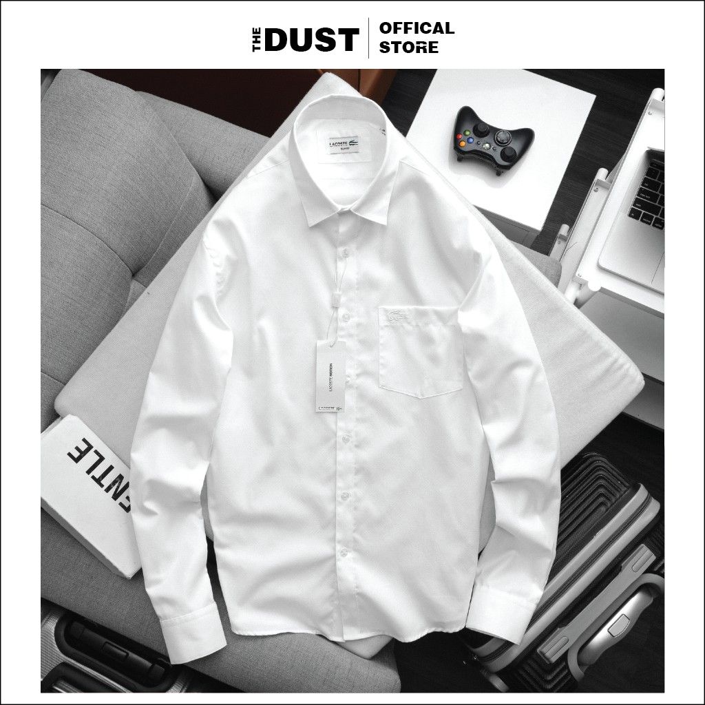 Áo sơ mi nam dài tay trơn cổ bẻ basic LCT chuẩn form slim fit, chất liệu vải hạt cao cấp, trẻ trung lịch lãm -THE DUST