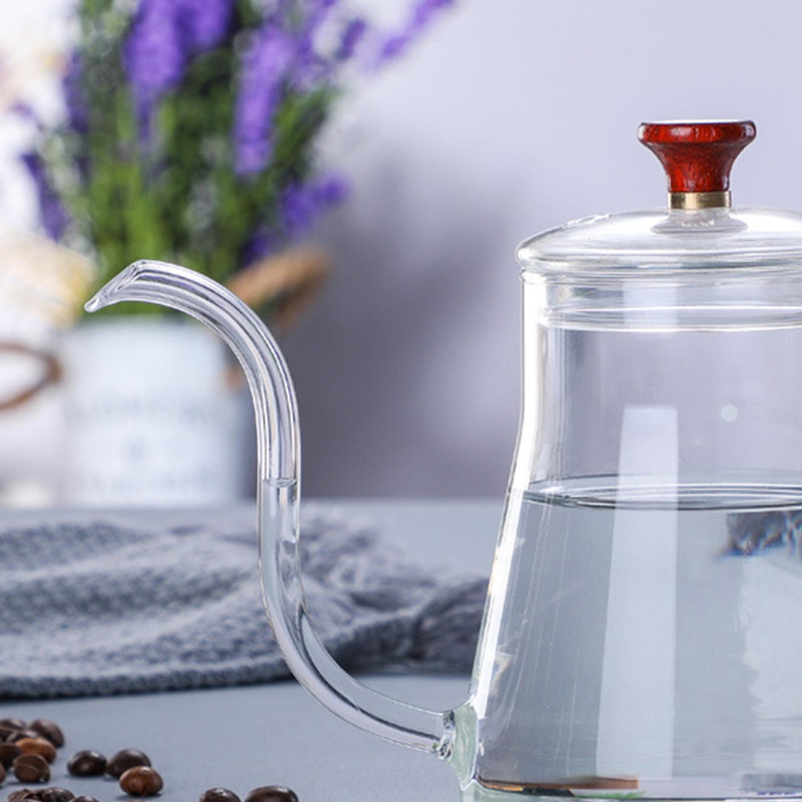 Glass Tea Pour Over Kettle Premium Grade with Lid for Drip Coffee Hand-Made Coffee and Tea Brewing