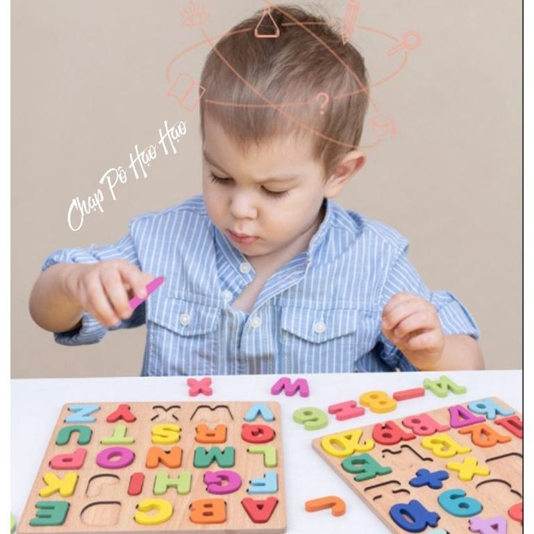 ĐỒ CHƠI GỖ XẾP HÌNH COMBO BẢNG CHỮ CÁI/CHỮ SỐ BẢNG NỔI