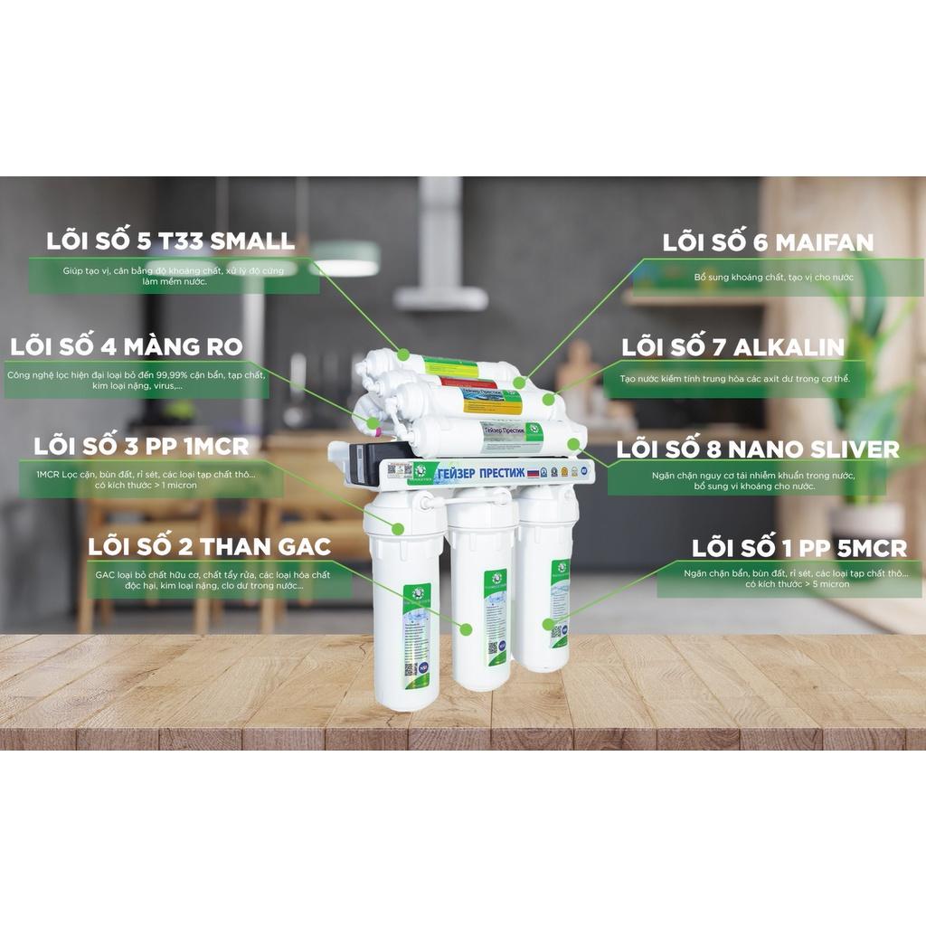 Máy lọc nước RO Geyser ECO 8 Cấp lọc, Tặng kèm Vòi 304 Không Chì &amp; Bộ phụ kiện trị giá 399k - RO ECO 8 CẤP LỌC