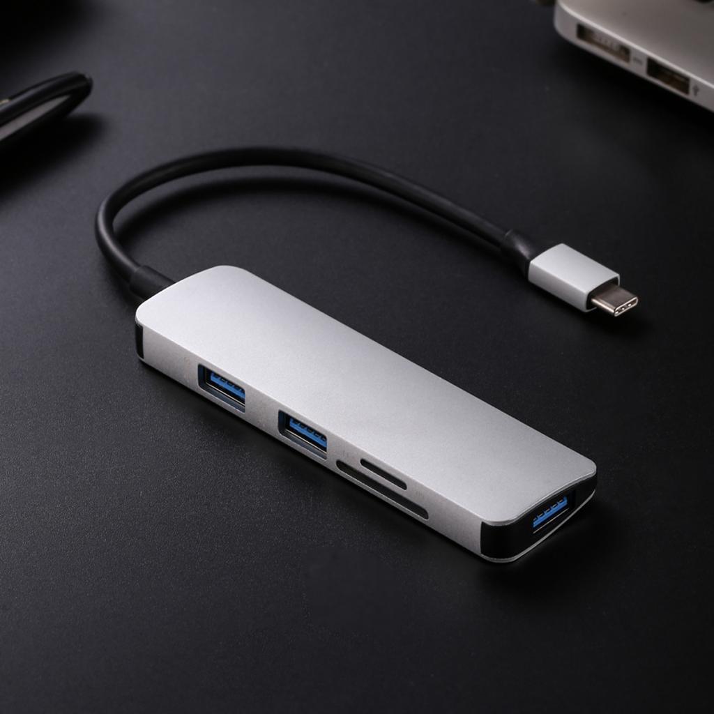 USB Hub Adapter, Type-C to USB 3.0 Converter and Card Reader for SD TF For
