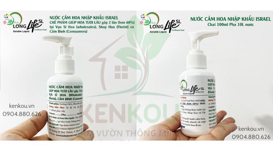 Dưỡng hoa tươi Chai 100ml Long life Israel - dưỡng chất giúp hoa cắt cành tươi lâu hơn