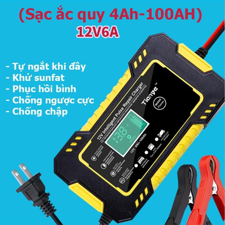 Sạc bình ắc quy 12V-24V/10A 6-150ah có khử sunfat phục hồi bình dùng cho cả bình khô và nước từ 6Ah-150Ah